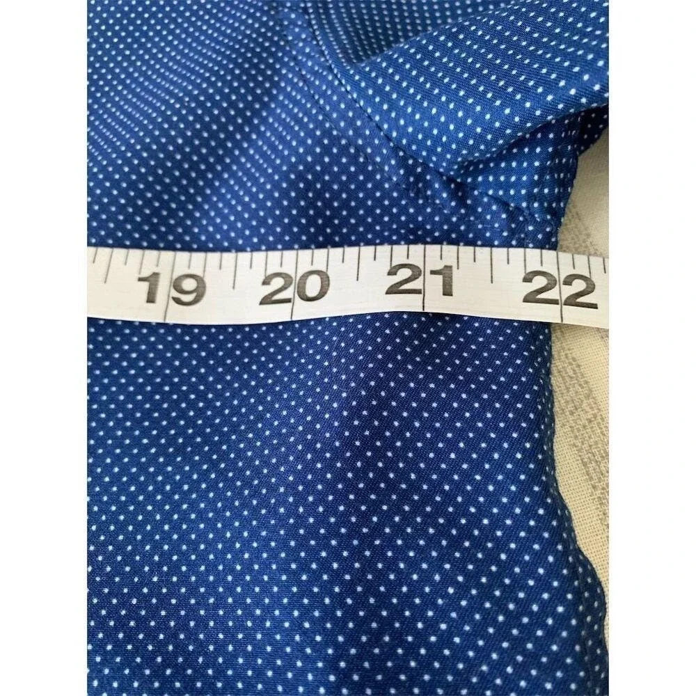 Nicole Miller New York Men's M Blue Polka Dot Long Sleeve Button-Up Shirt